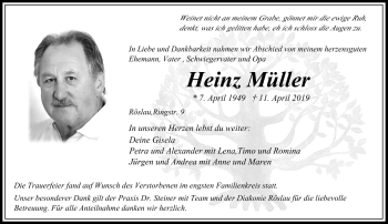 Traueranzeige von Heinz Müller von Frankenpost