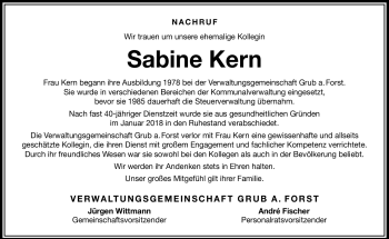 Traueranzeige von Sabine Kern von Neue Presse Coburg