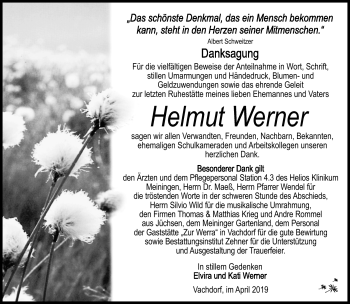 Traueranzeige von Helmut Werner von Südthüringer Presse