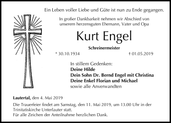 Traueranzeige von Kurt Engel von Neue Presse Coburg