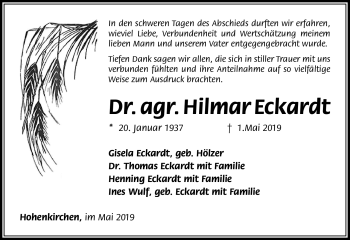 Traueranzeige von Hilmar Eckardt von Südthüringer Presse