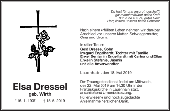 Traueranzeige von Elsa Dressel von Neue Presse Coburg