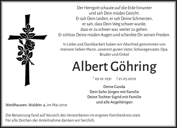 Traueranzeige von Albert Göhring von Neue Presse Coburg