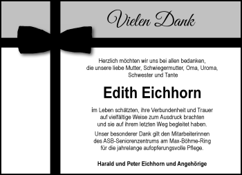 Traueranzeige von Edith Eichhorn von Neue Presse Coburg