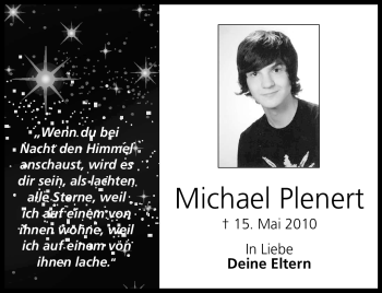 Traueranzeige von Michael Plenert von Neue Presse Coburg