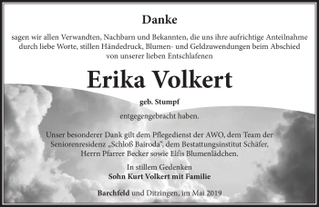 Traueranzeige von Erika Volkert von Südthüringer Presse