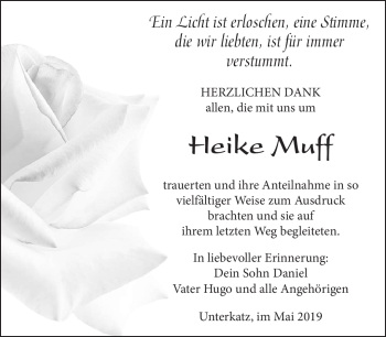 Traueranzeige von Heike Muff von Südthüringer Presse
