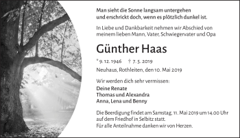 Traueranzeige von Günther Haas von Frankenpost