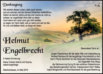 Traueranzeige von Helmut Engelbrecht von Südthüringer Presse