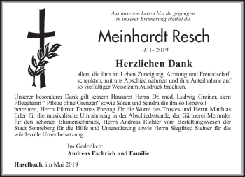 Traueranzeige von Meinhardt Resch von Südthüringer Presse