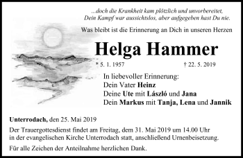 Traueranzeige von Helga Hammer von Neue Presse Coburg