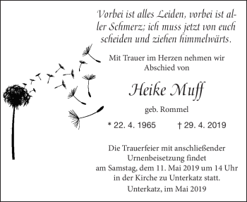 Traueranzeige von Heike Muff von Südthüringer Presse