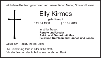 Traueranzeige von Elly Kirmes von Neue Presse Coburg