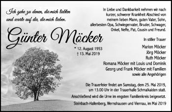 Traueranzeige von Günter Möcker von Südthüringer Presse