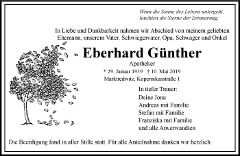 Traueranzeige von Eberhard Günther von Frankenpost
