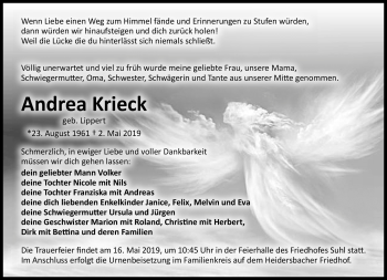 Traueranzeige von Andrea Krieck von Südthüringer Presse