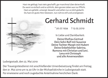 Traueranzeige von Gerhard Schmidt von Neue Presse Coburg