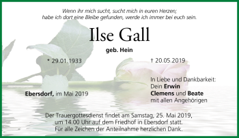 Traueranzeige von Ilse Gall von Neue Presse Coburg