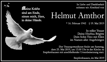 Traueranzeige von Helmut Amthor von Südthüringer Presse