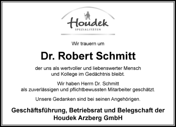Traueranzeige von Robert Schmitt von Frankenpost