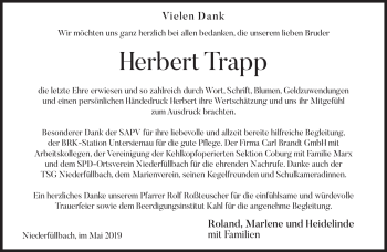 Traueranzeige von Herbert Trapp von Neue Presse Coburg