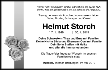 Traueranzeige von Helmut Storch von Südthüringer Presse