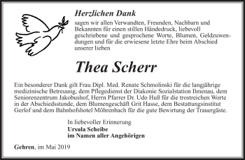 Traueranzeige von Thea Scherr von Südthüringer Presse