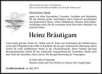 Traueranzeige von Heinz Bräutigam von Südthüringer Presse