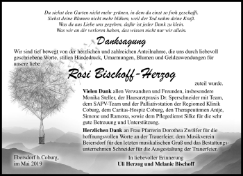 Traueranzeige von Rosi Bischoff-Herzog von Neue Presse Coburg