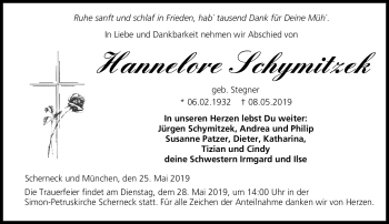 Traueranzeige von Hannelore Schymitzek von Neue Presse Coburg