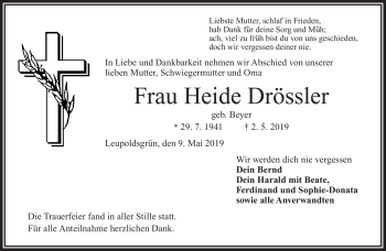 Traueranzeige von Drössler Heide von Frankenpost
