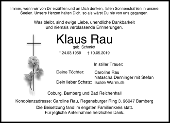 Traueranzeige von Klaus Rau von Neue Presse Coburg