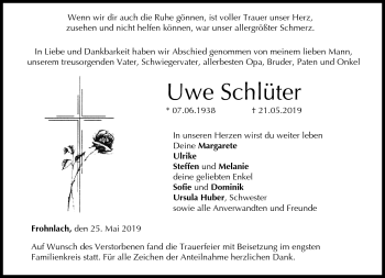 Traueranzeige von Uwe Schlüter von Neue Presse Coburg