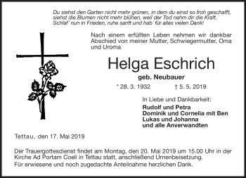 Traueranzeige von Helga Eschrich von Neue Presse Coburg