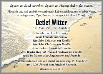 Traueranzeige von Detlef Witter von Südthüringer Presse