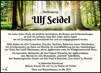 Traueranzeige von Ulf Seidel von Südthüringer Presse