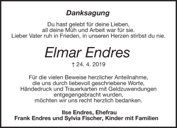 Traueranzeige von Elmar Endres von Neue Presse Coburg