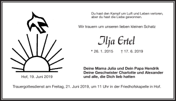 Traueranzeige von Ilja Ertel von Frankenpost