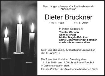 Traueranzeige von Dieter Brückner von Neue Presse Coburg
