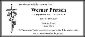 Traueranzeige von Werner Pretsch von Frankenpost