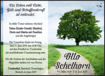 Traueranzeige von Otto Schelhorn von Südthüringer Presse