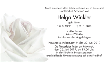 Traueranzeige von Helga Winkler von Neue Presse Coburg