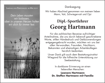 Traueranzeige von Georg Hartmann von Südthüringer Presse
