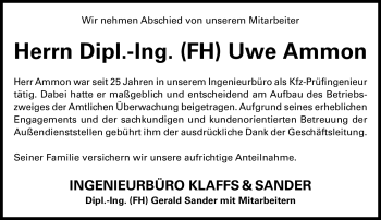 Traueranzeige von Uwe Ammon von Neue Presse Coburg
