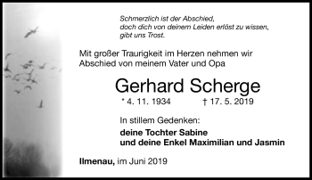 Traueranzeige von Gerhard Scherge von Südthüringer Presse