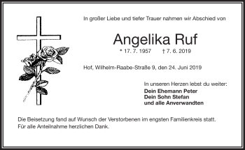Traueranzeige von Angelika Ruf von Frankenpost