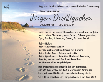 Traueranzeige von Jürgen Dreißigacker von Südthüringer Presse
