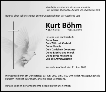 Traueranzeige von Kurt Böhm von Neue Presse Coburg