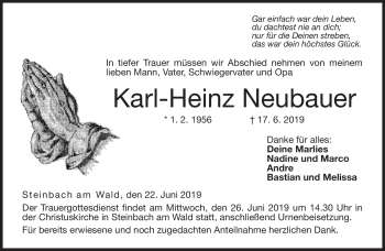 Traueranzeige von Karl-Heinz Neubauer von Neue Presse Coburg