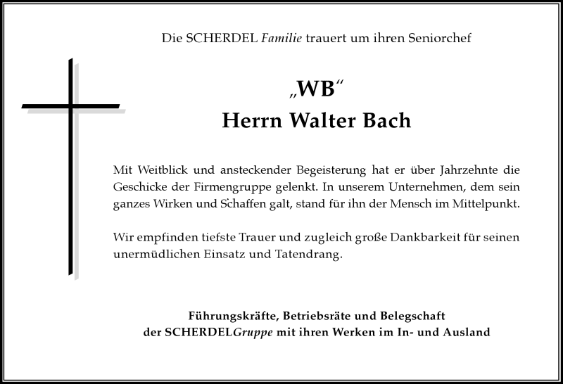  Traueranzeige für Walter Bach vom 01.06.2019 aus Frankenpost